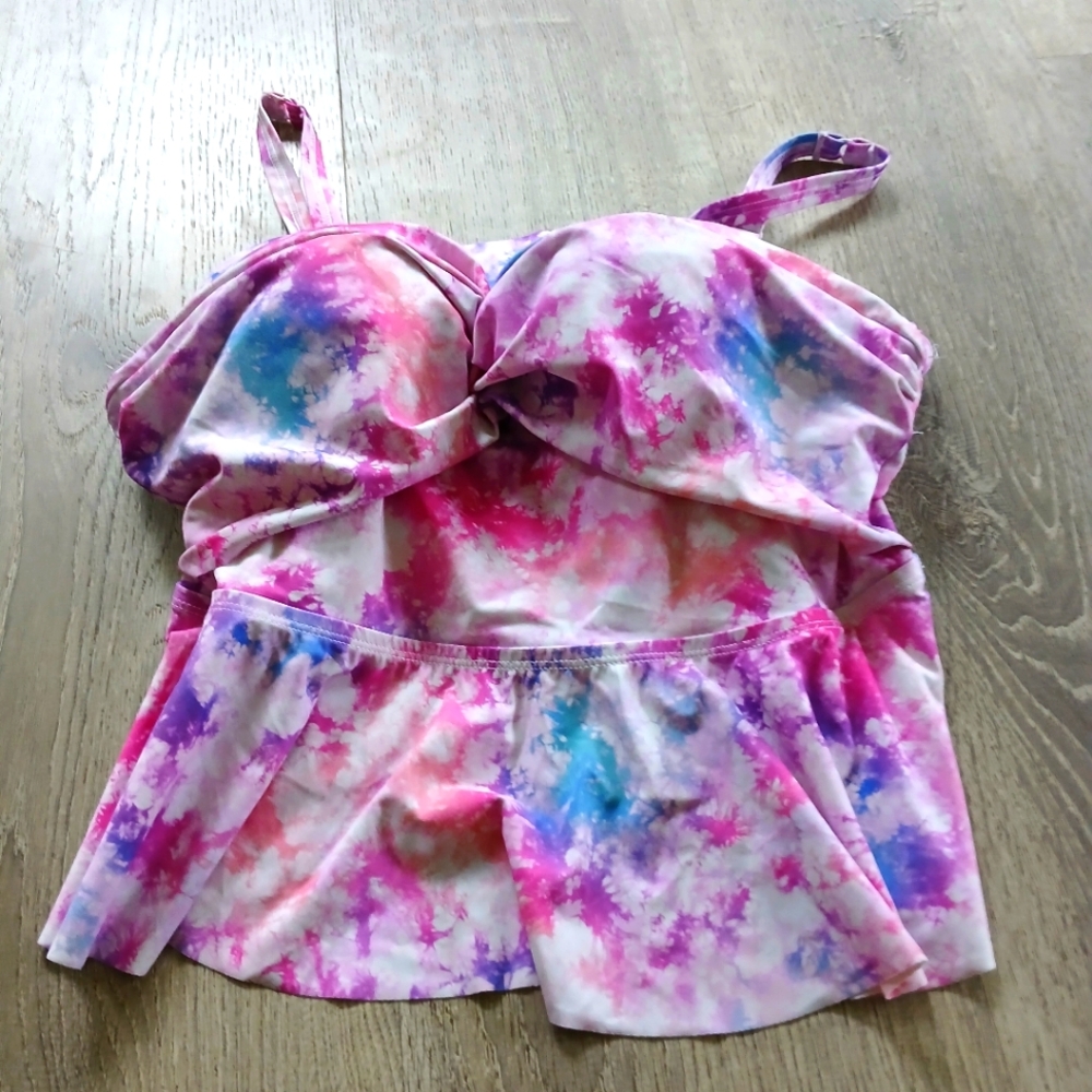 torrid Pink Purple Blue Tie-Dye Tankini Top with Skirt Overlay